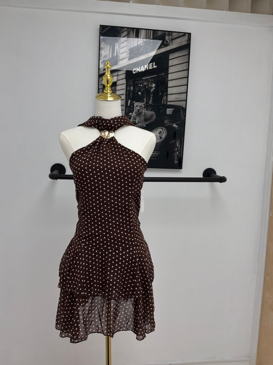 Brown polka dot dress