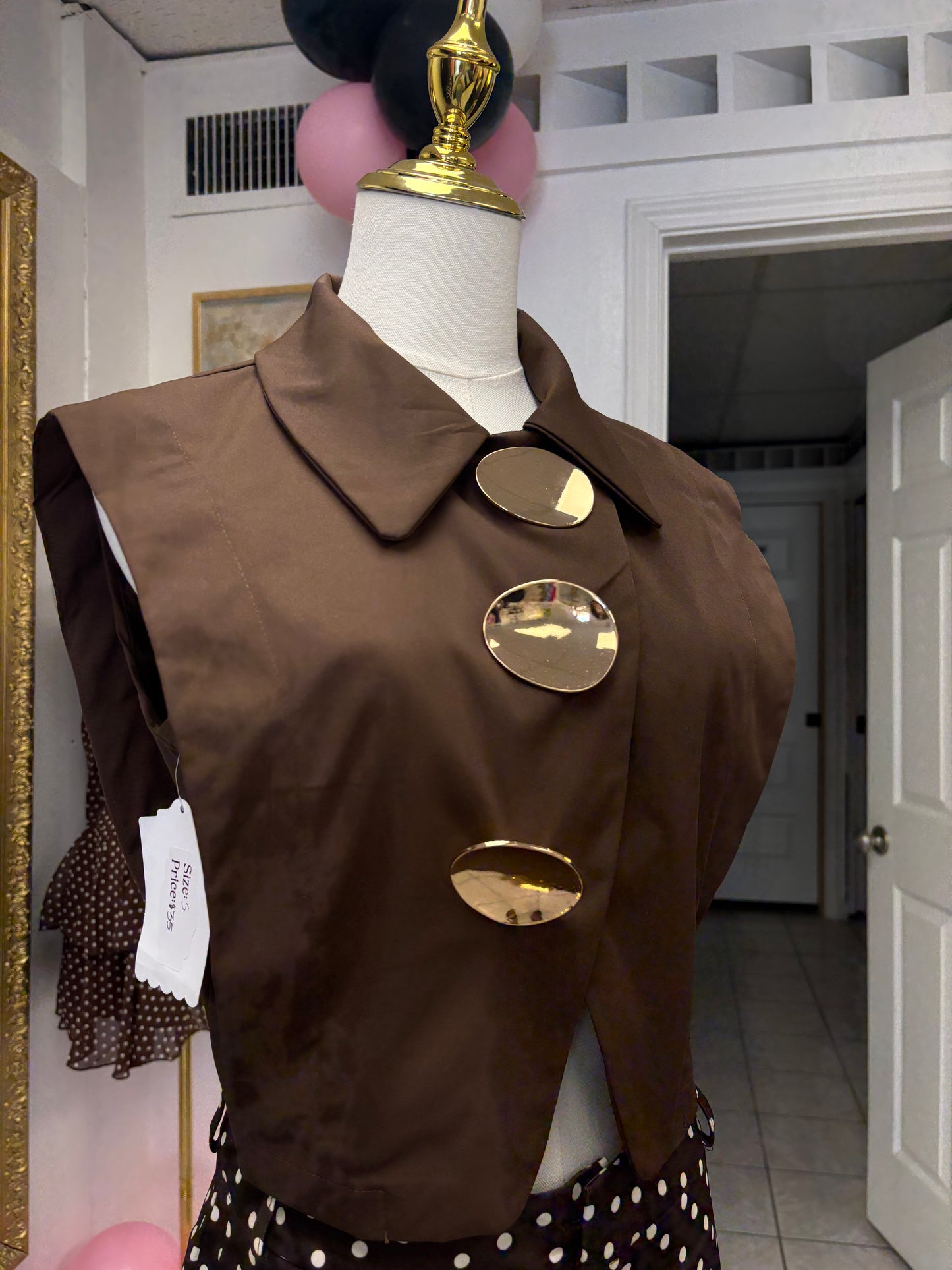 Brown shirt w gold accents