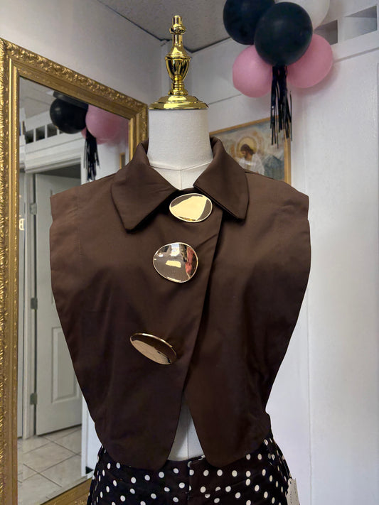 Brown shirt w gold accents