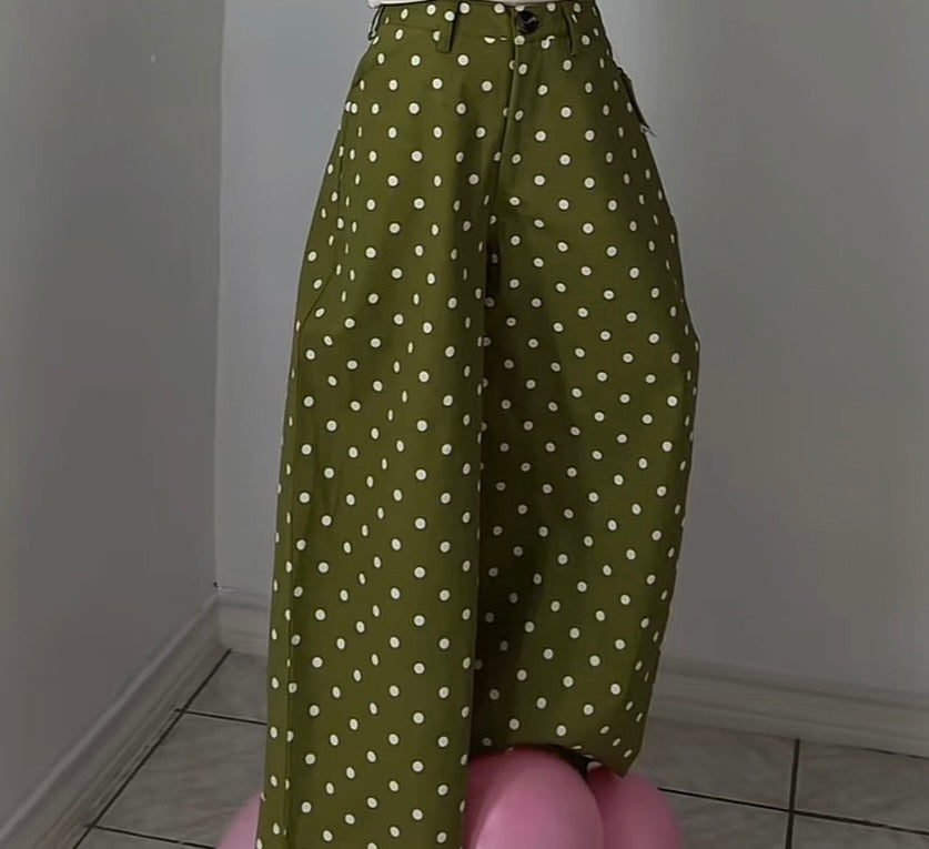 Green Polkadot pants